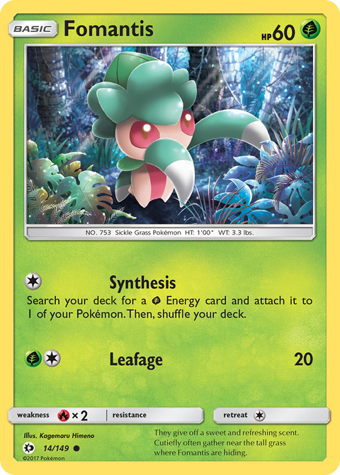 Fomantis 14 Sun & Moon Pokémon card