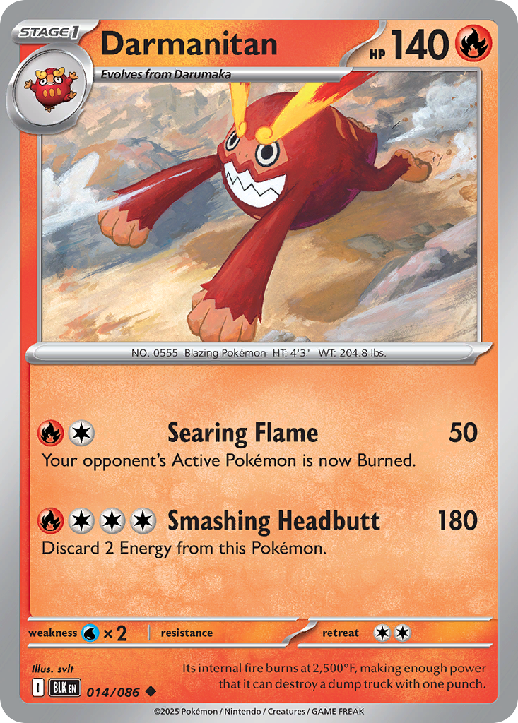 Darmanitan 14 Black Bolt Pokémon card