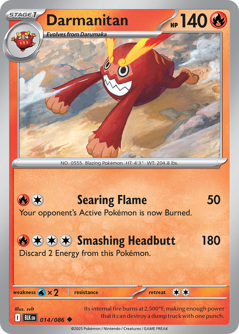 Darmanitan 14 Black Bolt Pokémon card
