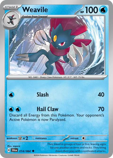 Weavile 14 Shrouded Fable Pokémon card