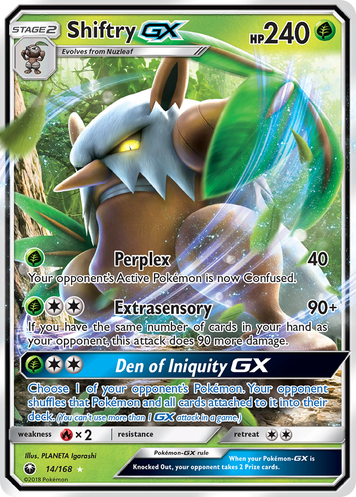 Shiftry-GX 14 Celestial Storm Pokémon card