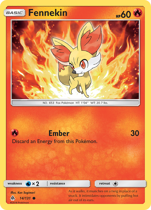 Fennekin 14 Forbidden Light Pokémon card