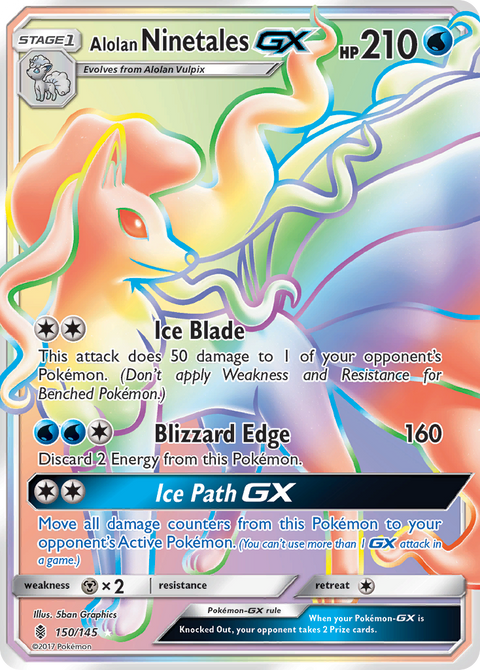 Alolan Ninetales-GX 150 Guardians Rising Pokémon card