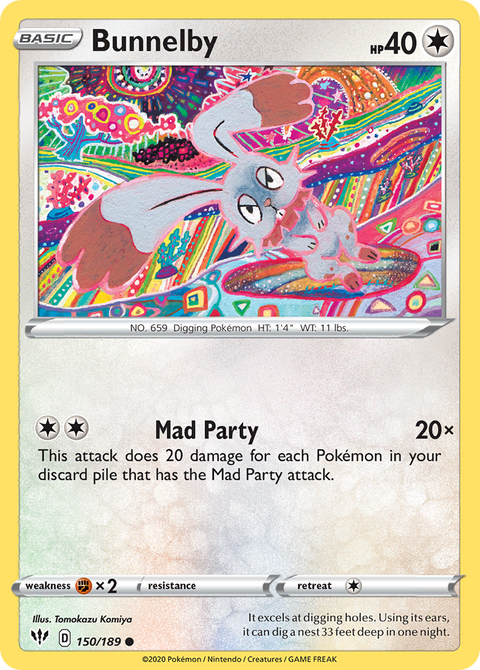 Bunnelby 150 Darkness Ablaze Pokémon card
