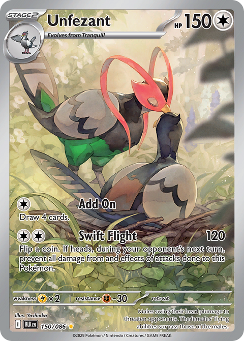 Unfezant 150 Black Bolt Pokémon card