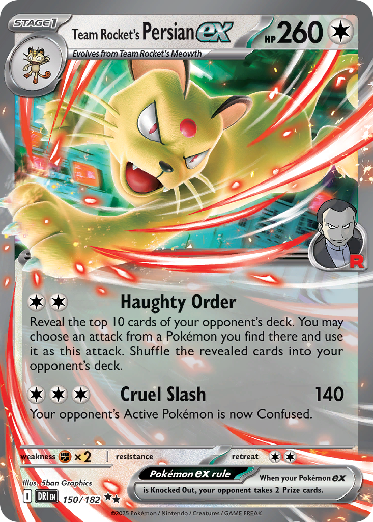 Team Rocket's Persian ex 150 Destined Rivals Pokémon card