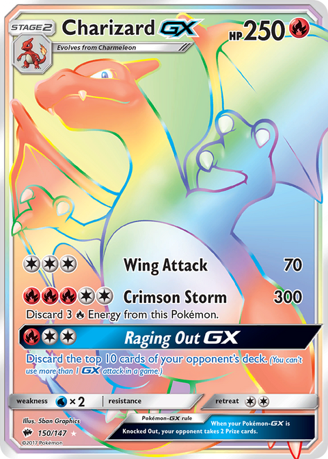 Charizard-GX 150 Burning Shadows Pokémon card