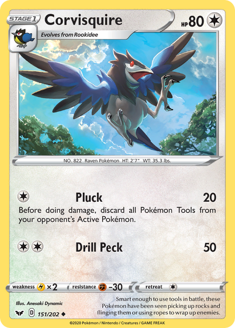 Corvisquire 151 Sword & Shield Pokémon card