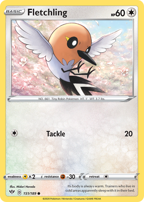 Fletchling 151 Darkness Ablaze Pokémon card