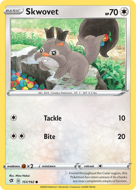 Skwovet 151 Rebel Clash Pokémon card