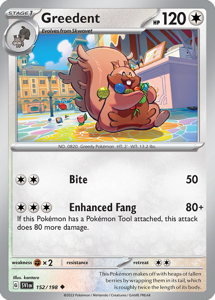 Greedent 152 Scarlet & Violet Pokémon card
