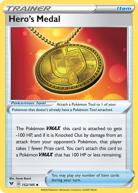 Hero's Medal 152 Vivid Voltage Pokémon card