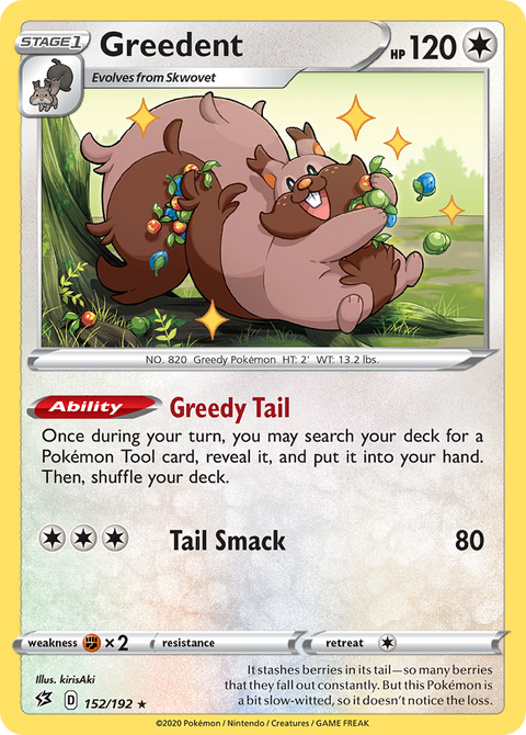 Greedent 152 Rebel Clash Pokémon card