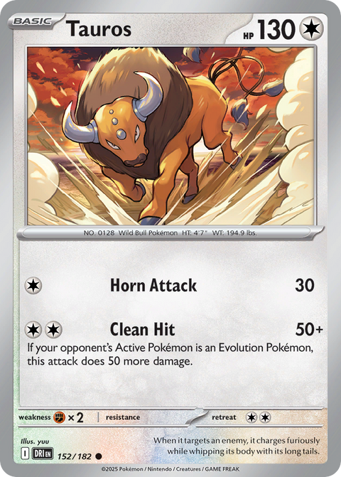 Tauros 152 Destined Rivals Pokémon card