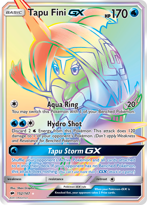 Tapu Fini-GX 152 Burning Shadows Pokémon card