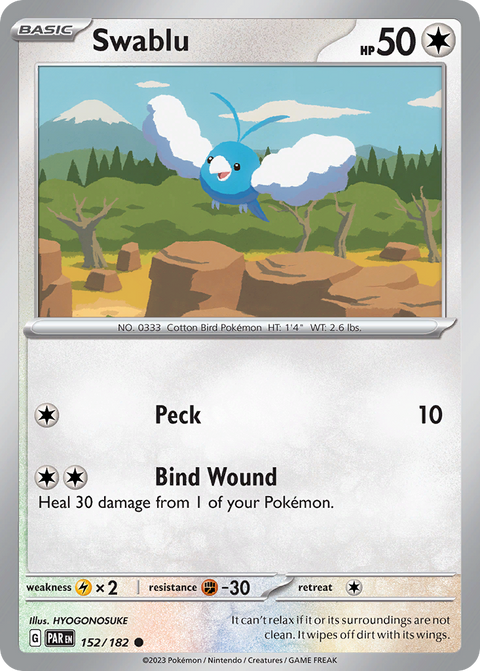 Swablu 152 Paradox Rift Pokémon card