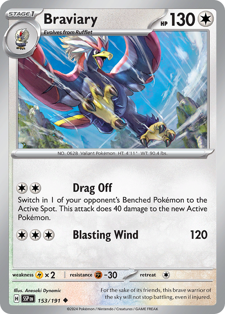 Braviary 153 Surging Sparks Pokémon card