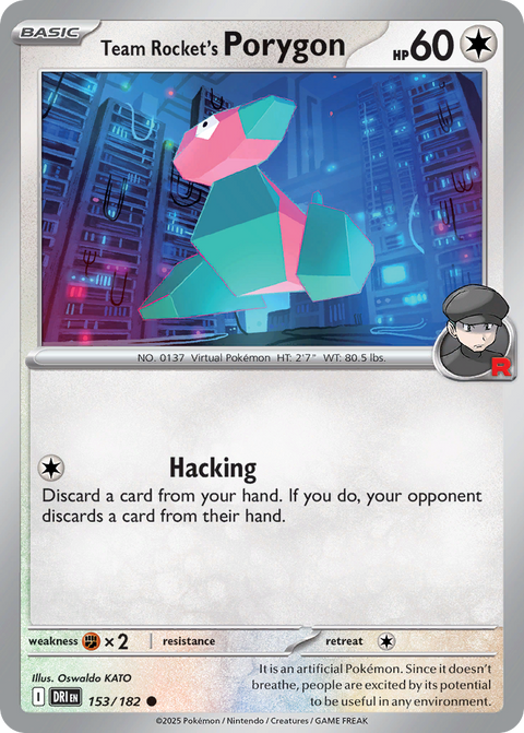 Team Rocket's Porygon 153 Destined Rivals Pokémon card