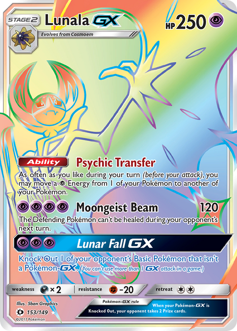 Lunala-GX 153 Sun & Moon Pokémon card