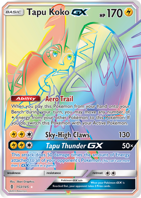 Tapu Koko-GX 153 Guardians Rising Pokémon card