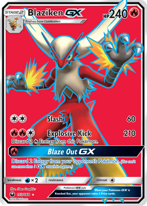 Blaziken-GX 153 Celestial Storm Pokémon card