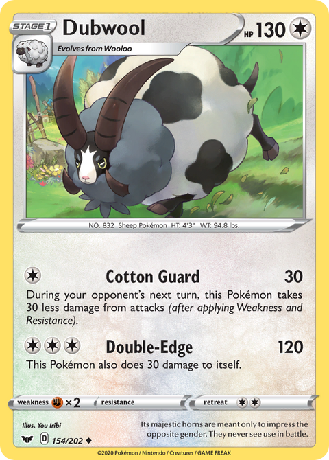 Dubwool 154 Sword & Shield Pokémon card