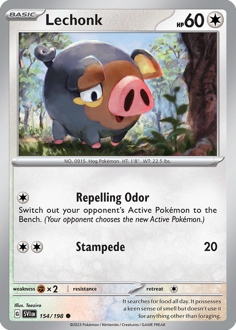 Lechonk 154 Scarlet & Violet Pokémon card