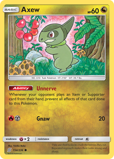 Axew 154 Unified Minds Pokémon card