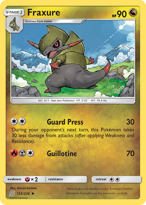 Fraxure 155 Unified Minds Pokémon card