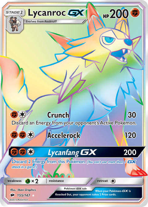 Lycanroc-GX 155 Burning Shadows Pokémon card