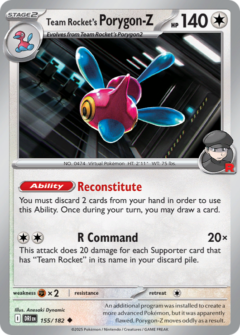 Team Rocket's Porygon-Z 155 Destined Rivals Pokémon card