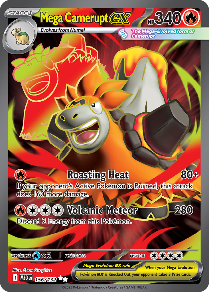 Mega Camerupt ex 156 Mega Evolution Pokémon card