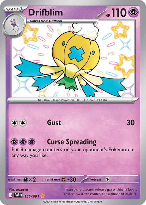 Drifblim 156 Paldean Fates Pokémon card