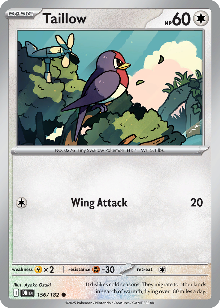 Taillow 156 Destined Rivals Pokémon card