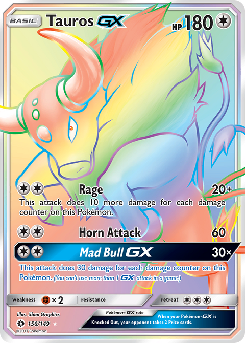 Tauros-GX 156 Sun & Moon Pokémon card