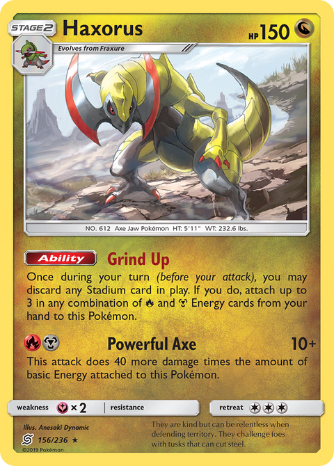 Haxorus 156 Unified Minds Pokémon card