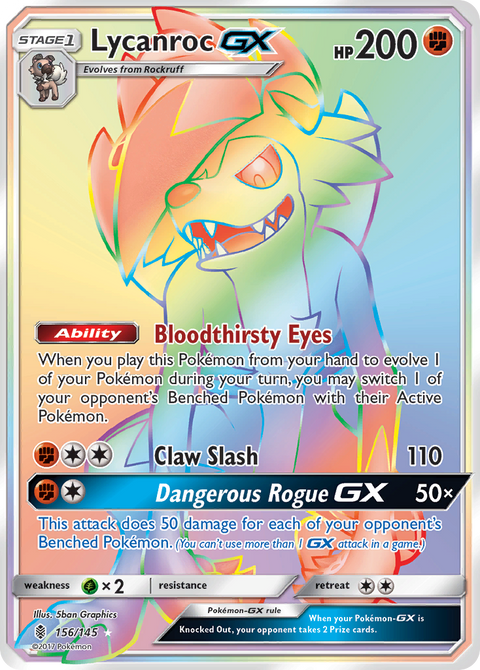 Lycanroc-GX 156 Guardians Rising Pokémon card