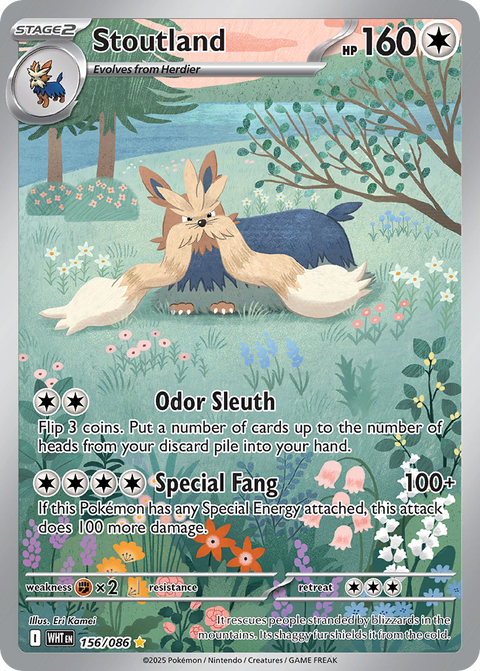 Stoutland 156 White Flare Pokémon card