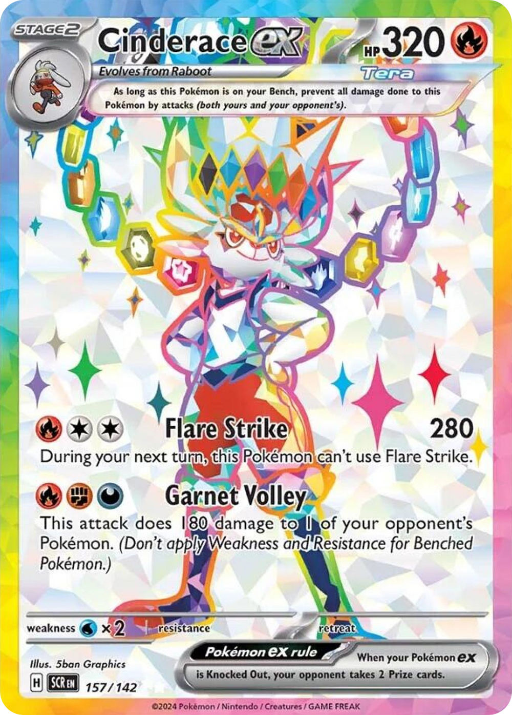 Cinderace ex 157 Stellar Crown Pokémon card