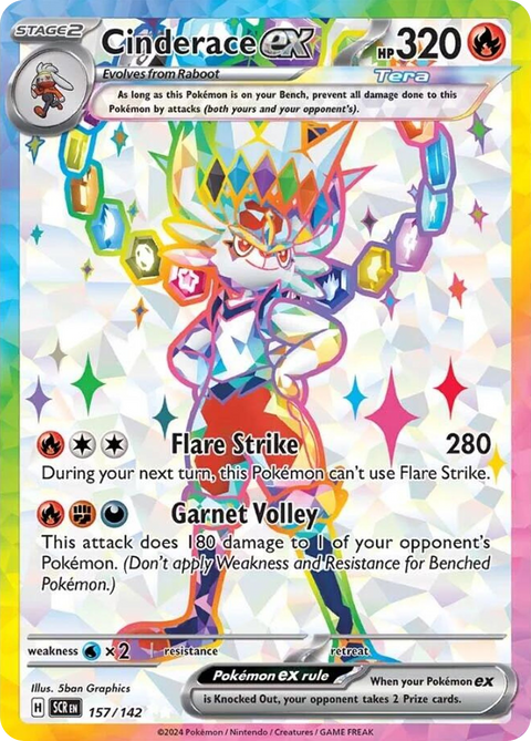 Cinderace ex 157 Stellar Crown Pokémon card