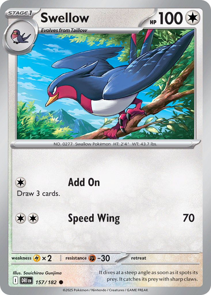 Swellow 157 Destined Rivals Pokémon card