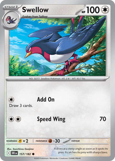 Swellow 157 Destined Rivals Pokémon card
