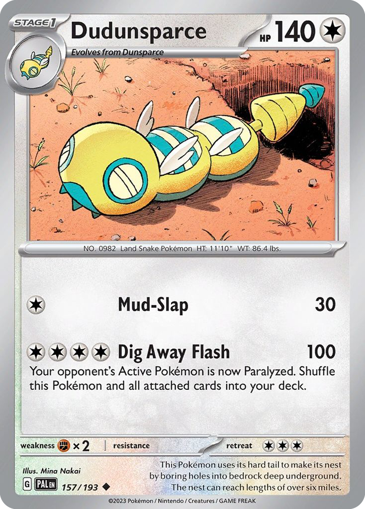 Dudunsparce 157 Paldea Evolved Pokémon card