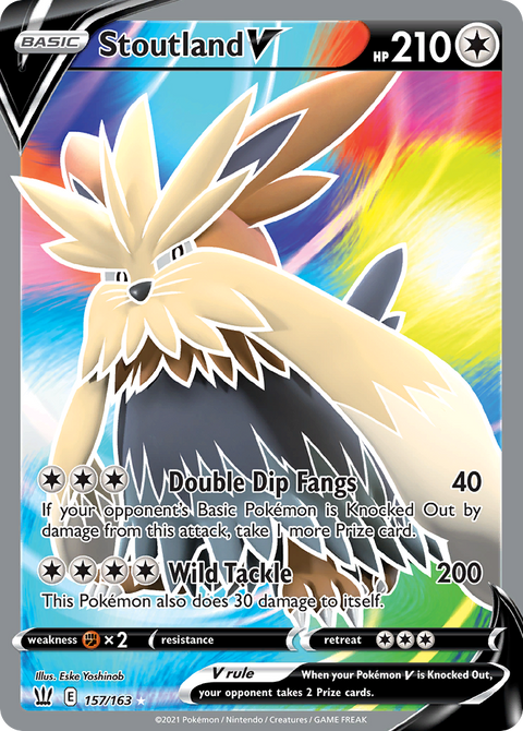 Stoutland V 157 Battle Styles Pokémon card