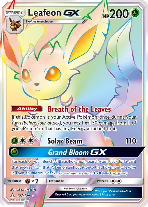 Leafeon-GX 157 Ultra Prism Pokémon card