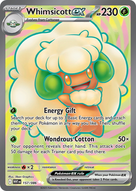 Whimsicott ex 157 White Flare Pokémon card