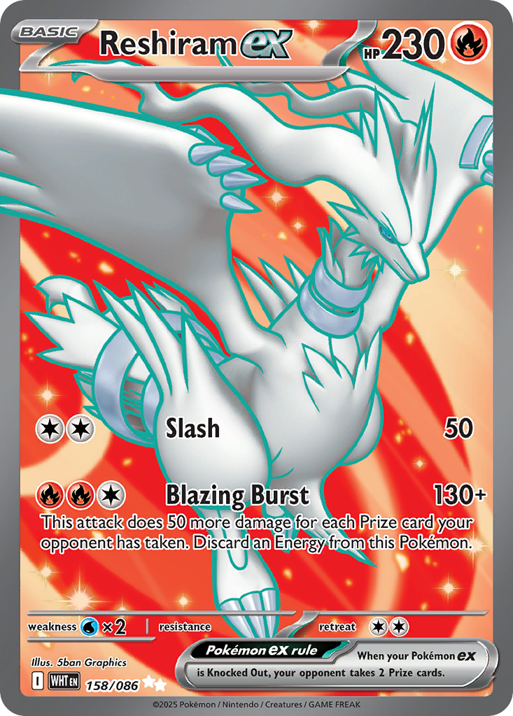 Reshiram ex 158 White Flare Pokémon card