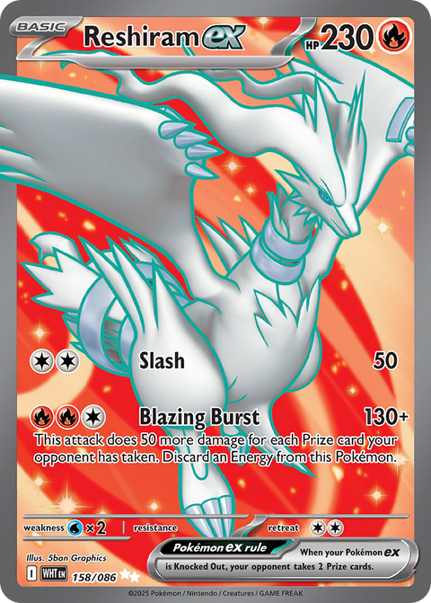 Reshiram ex 158 White Flare Pokémon card