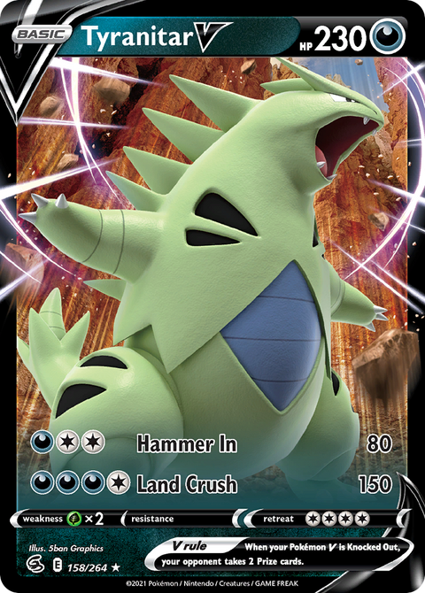 Tyranitar V 158 Fusion Strike Pokémon card