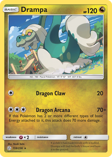 Drampa 159 Cosmic Eclipse Pokémon card